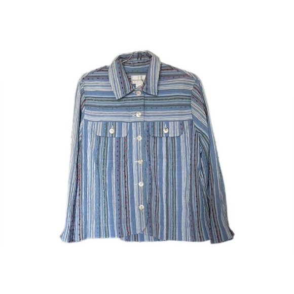 Draper’s And Damon’s Striped Button Down Blouse Women’s Petite Medium - Picture 3 of 10